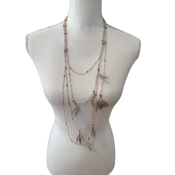 Valentino Garavani Native Couture Beaded Feather Multi Strand Necklace - Picture 5 of 10